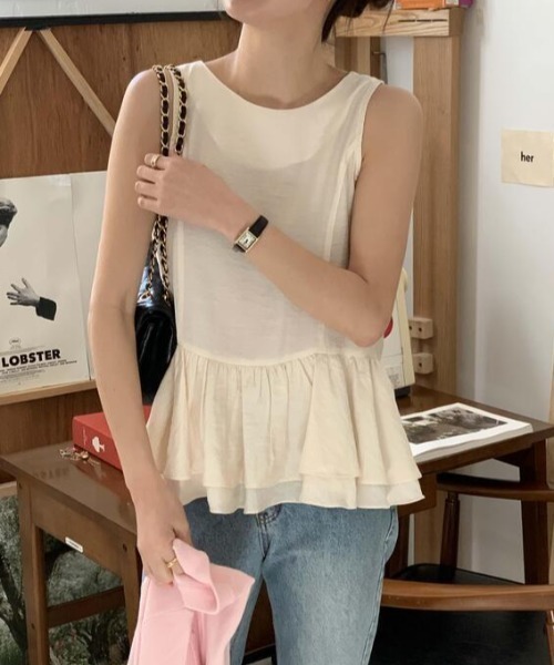 FREE STYLISTS(フリー スタイリスト)の「YUGA_YGMC Frilled tiered blouse(Tシャツ/カットソー・レディース・ブラック/オフホワイト/グレー・FREE)」の21枚目の写真