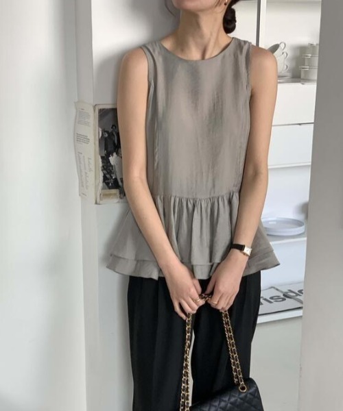 FREE STYLISTS(フリー スタイリスト)の「YUGA_YGMC Frilled tiered blouse(Tシャツ/カットソー・レディース・ブラック/オフホワイト/グレー・FREE)」の16枚目の写真