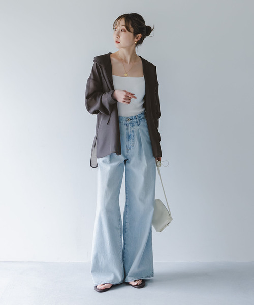 Noble（ノーブル）の「ブリーズメッシュフードシャツ（シャツ/ブラウス・レディース・スミクロ/アイボリー・FREE）」の17枚目の写真