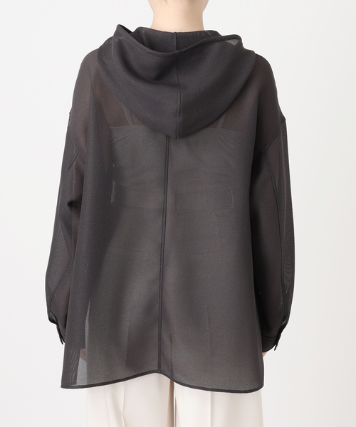 Noble（ノーブル）の「ブリーズメッシュフードシャツ（シャツ/ブラウス・レディース・スミクロ/アイボリー・FREE）」の3枚目の写真