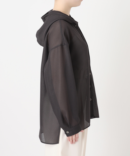 Noble（ノーブル）の「ブリーズメッシュフードシャツ（シャツ/ブラウス・レディース・スミクロ/アイボリー・FREE）」の4枚目の写真