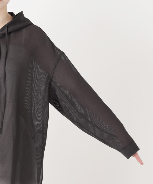 Noble（ノーブル）の「ブリーズメッシュフードシャツ（シャツ/ブラウス・レディース・スミクロ/アイボリー・FREE）」の5枚目の写真