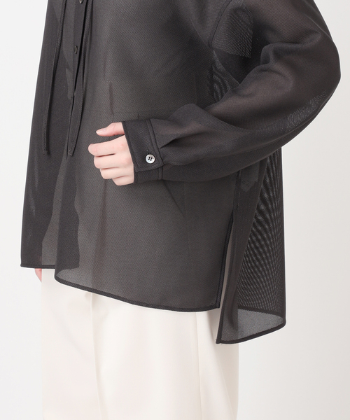 Noble（ノーブル）の「ブリーズメッシュフードシャツ（シャツ/ブラウス・レディース・スミクロ/アイボリー・FREE）」の6枚目の写真