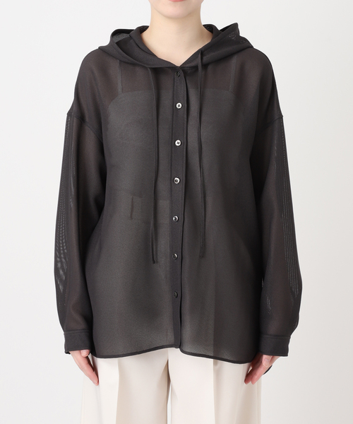 Noble（ノーブル）の「ブリーズメッシュフードシャツ（シャツ/ブラウス・レディース・スミクロ/アイボリー・FREE）」の8枚目の写真