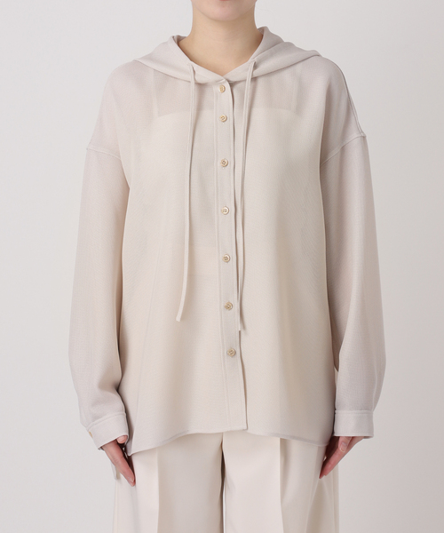 Noble（ノーブル）の「ブリーズメッシュフードシャツ（シャツ/ブラウス・レディース・スミクロ/アイボリー・FREE）」の11枚目の写真