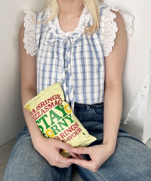 SOLLON.（ソルロン）の「レースフリルリボンタンクブラウス（シャツ/ブラウス・レディース・ブルー系その他/ホワイト/ライトブルー/ブラック系その他・FREE）」の20枚目の写真