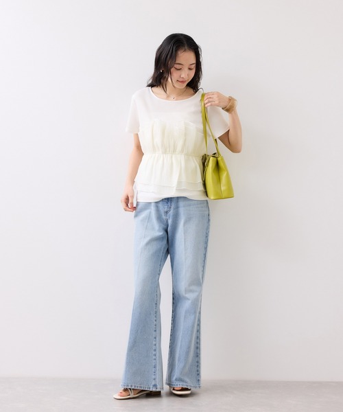 VIS(ビス)の「チェック&無地ビスチェドッキング半袖プルオーバー/イージーケア(Tシャツ/カットソー・レディース・スミクロ/グレー/キナリ/ホワイト系その他5・FREE)」の11枚目の写真