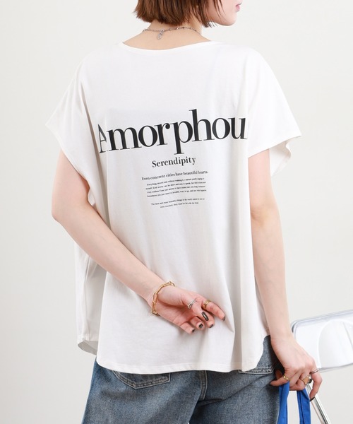 hunch（ハンチ）の「hunch フレンチスリーブオーバーサイズカットソー 半袖（Tシャツ/カットソー・レディース・チャコール/オフホワイト/ブラウン/イエロー・FREE）」の9枚目の写真