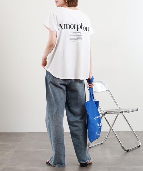 hunch（ハンチ）の「hunch フレンチスリーブオーバーサイズカットソー 半袖（Tシャツ/カットソー・レディース・チャコール/オフホワイト/ブラウン/イエロー・FREE）」の12枚目の写真