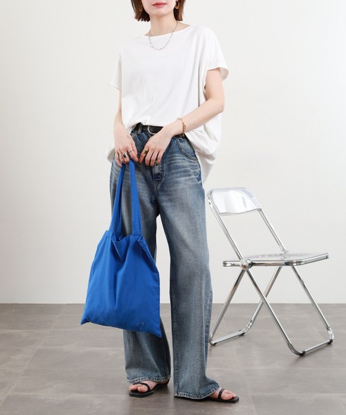 hunch（ハンチ）の「hunch フレンチスリーブオーバーサイズカットソー 半袖（Tシャツ/カットソー・レディース・チャコール/オフホワイト/ブラウン/イエロー・FREE）」の10枚目の写真