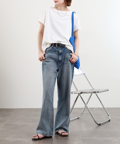 hunch（ハンチ）の「hunch フレンチスリーブオーバーサイズカットソー 半袖（Tシャツ/カットソー・レディース・チャコール/オフホワイト/ブラウン/イエロー・FREE）」の11枚目の写真