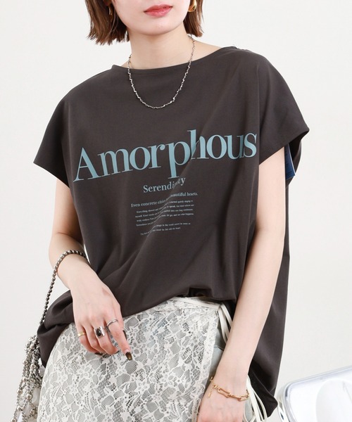 hunch（ハンチ）の「hunch フレンチスリーブオーバーサイズカットソー 半袖（Tシャツ/カットソー・レディース・チャコール/オフホワイト/ブラウン/イエロー・FREE）」の16枚目の写真