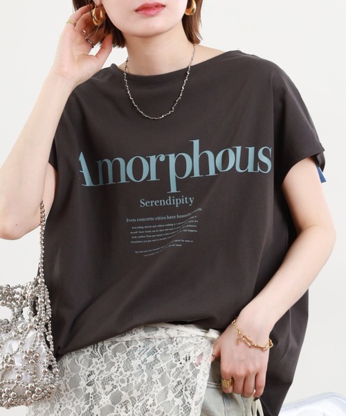 hunch（ハンチ）の「hunch フレンチスリーブオーバーサイズカットソー 半袖（Tシャツ/カットソー・レディース・チャコール/オフホワイト/ブラウン/イエロー・FREE）」の17枚目の写真