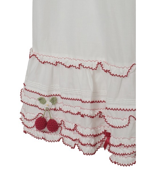 PINK HOUSE(ピンクハウス)の「さくらんぼモチーフ使いフリルスカート(スカート・レディース・ブラック/ホワイト×レッド・フリー)」の7枚目の写真