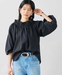 ウォッシャブルシアーシルクワッシャーオフショルブラウス