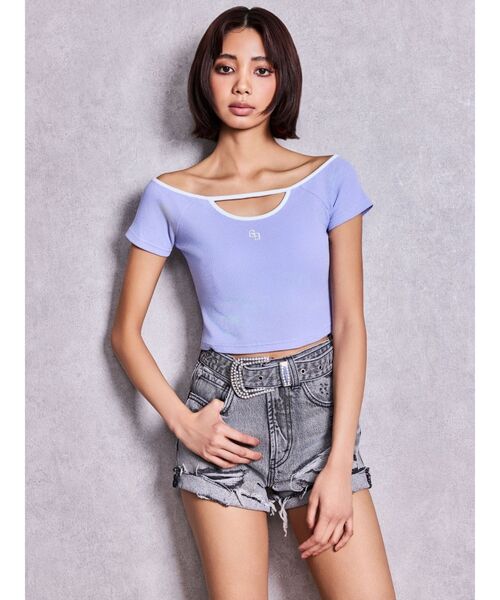 GYDA（ジェイダ）の「ハイウエストLos Angeles bijouダメージデニムショートパンツ（デニムパンツ・レディース・オフホワイト/ブラック/ブルー・SMALL/X-SMALL/MEDIUM）」の18枚目の写真