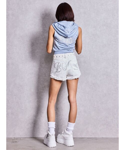 GYDA（ジェイダ）の「ハイウエストLos Angeles bijouダメージデニムショートパンツ（デニムパンツ・レディース・オフホワイト/ブラック/ブルー・SMALL/X-SMALL/MEDIUM）」の7枚目の写真