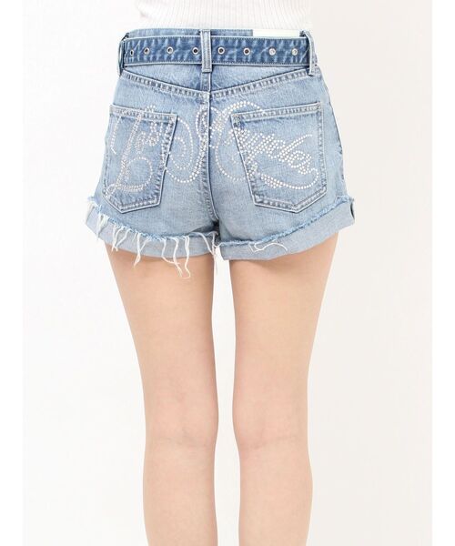 GYDA(ジェイダ)の「ハイウエストLos Angeles bijouダメージデニムショートパンツ(デニムパンツ・レディース・オフホワイト/ブラック/ブルー・SMALL/X-SMALL/MEDIUM)」の16枚目の写真