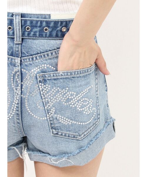 GYDA(ジェイダ)の「ハイウエストLos Angeles bijouダメージデニムショートパンツ(デニムパンツ・レディース・オフホワイト/ブラック/ブルー・SMALL/X-SMALL/MEDIUM)」の14枚目の写真