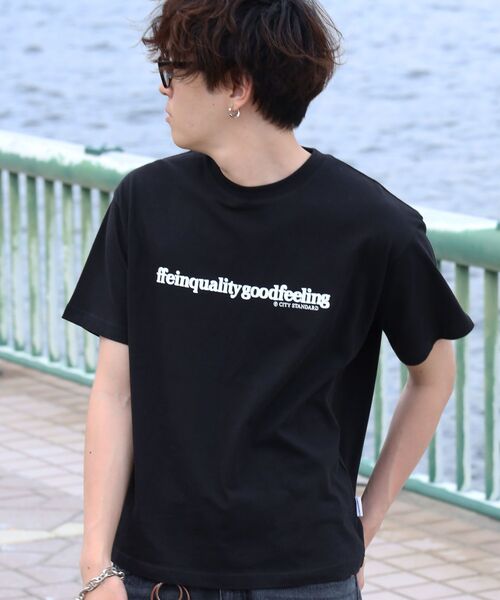 FFEIN（フェイン）の「【FFEIN（フェイン）】センタープリントロゴショート丈Tシャツ / Tシャツ クルーネック 半袖 プリント（Tシャツ/カットソー・メンズ・ブラック/ホワイト/ネイビー/アッシュグレー/ライトブルー/ブルー・X-LARGE/LARGE/MEDIUM/SMALL）」の10枚目の写真