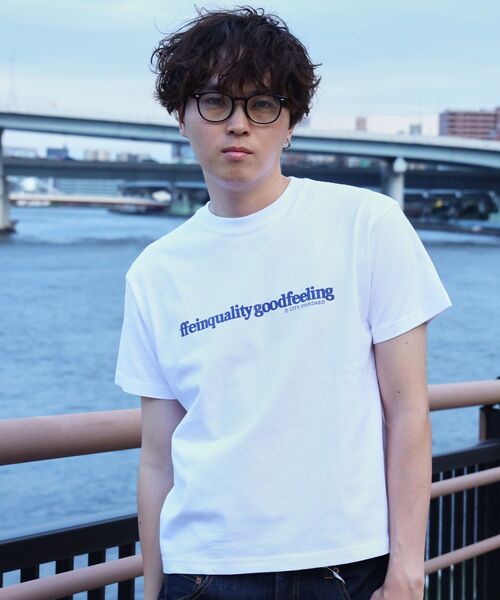 FFEIN（フェイン）の「【FFEIN（フェイン）】センタープリントロゴショート丈Tシャツ / Tシャツ クルーネック 半袖 プリント（Tシャツ/カットソー・メンズ・ブラック/ホワイト/ネイビー/アッシュグレー/ライトブルー/ブルー・X-LARGE/LARGE/MEDIUM/SMALL）」の12枚目の写真