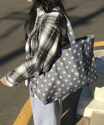 ESCAPEFROM（エスケープフロム）の「ペブルピクセル ESCF ドット 星 デニム エコバッグ（エコバッグ/サブバッグ）」