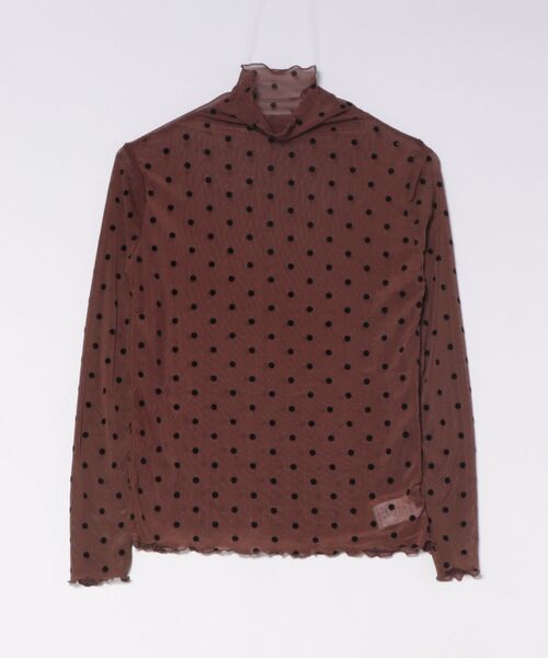 Ritzy(リッツィー)の「ドット柄 シアー長袖 メロウ ハイネックトップス(Tシャツ/カットソー・レディース・ホワイト/モカ/ブラック・L/M)」の7枚目の写真