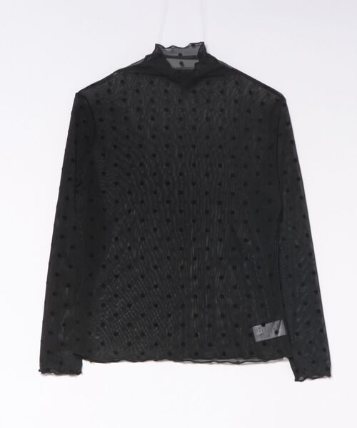 Ritzy(リッツィー)の「ドット柄 シアー長袖 メロウ ハイネックトップス(Tシャツ/カットソー・レディース・ホワイト/モカ/ブラック・L/M)」の8枚目の写真
