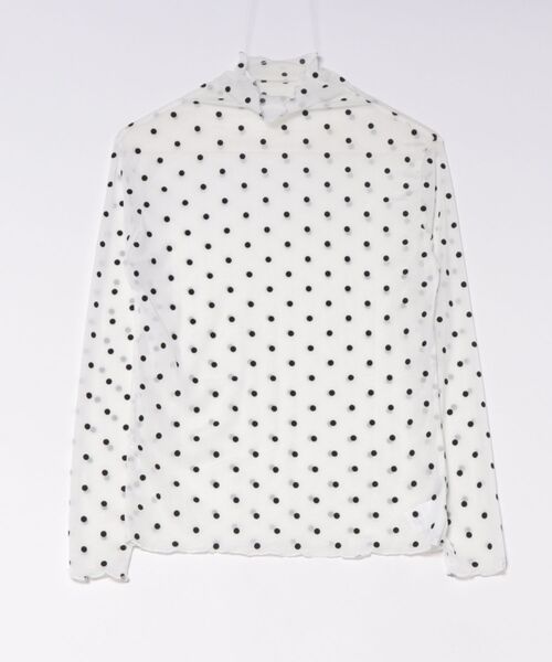 Ritzy(リッツィー)の「ドット柄 シアー長袖 メロウ ハイネックトップス(Tシャツ/カットソー・レディース・ホワイト/モカ/ブラック・L/M)」の9枚目の写真