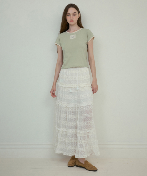 OURNOSTALGIA（アワー ノスタルジア）の「Lace shirring cancan skirt_White(O25-SK06)（スカート・レディース・ホワイト・FREE）」の4枚目の写真