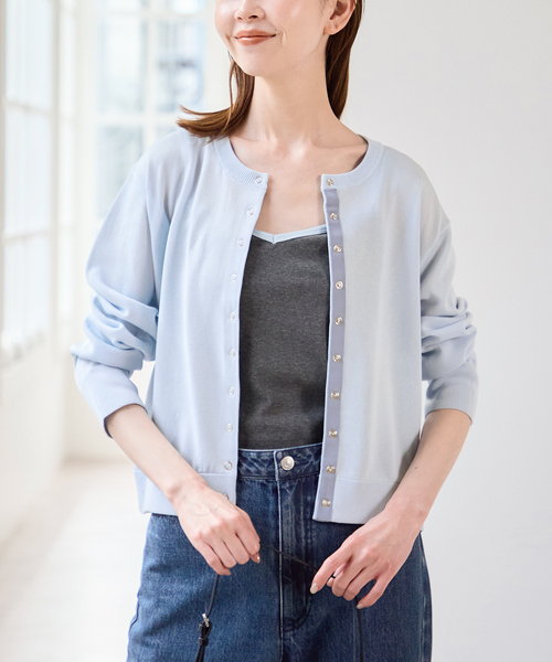 U by SPICK&SPAN（ユーバイスピックアンドスパン）の「LOW CLASSIC Lc / ロウ クラシック エルシー SILKET CAMISOLE（キャミソール・レディース・ネイビー/ブラック系その他・SMALL）」の6枚目の写真