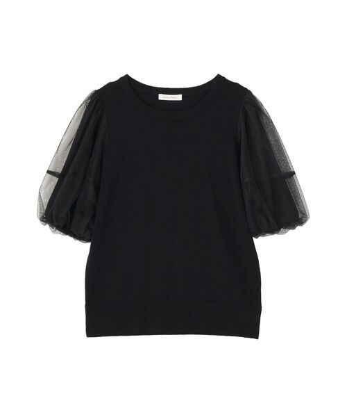 Green Parks(グリーンパークス)の「チュールボリュームスリーブニットプルオーバー(Tシャツ/カットソー・レディース・モカ/オフホワイト/ブラック・FREE)」の6枚目の写真