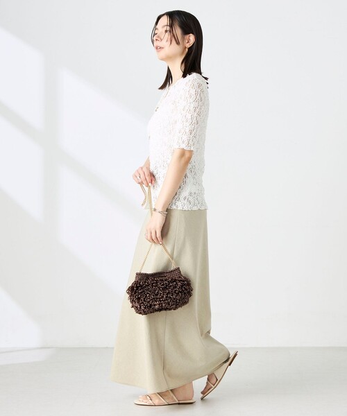 NOLLEY’S Sophi（ノーリーズソフィ）の「ウォッシャブルストレッチレース両前半袖カーデ（カーディガン/ボレロ・レディース・ホワイト/ダークブラウン・38）」の8枚目の写真