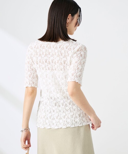 NOLLEY’S Sophi（ノーリーズソフィ）の「ウォッシャブルストレッチレース両前半袖カーデ（カーディガン/ボレロ・レディース・ホワイト/ダークブラウン・38）」の15枚目の写真
