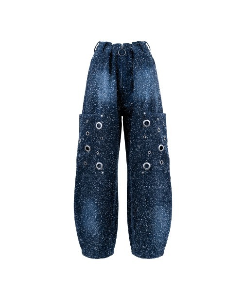 TAJEN:T（タジェント）の「【TAJEN:T】NEEDLE PUNCH EYELET CURVE DENIM/ニードルパンチアイレットカーブデニム（デニムパンツ・レディース・ブルー/ブラック・2/1）」の5枚目の写真