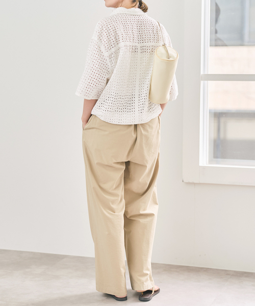 Spick & Span(スピックアンドスパン)の「《セットアップ可》カットワークエンブロイダリーハーフスリーブシャツ(シャツ/ブラウス・レディース・ホワイト系その他/ブラック・FREE)」の14枚目の写真