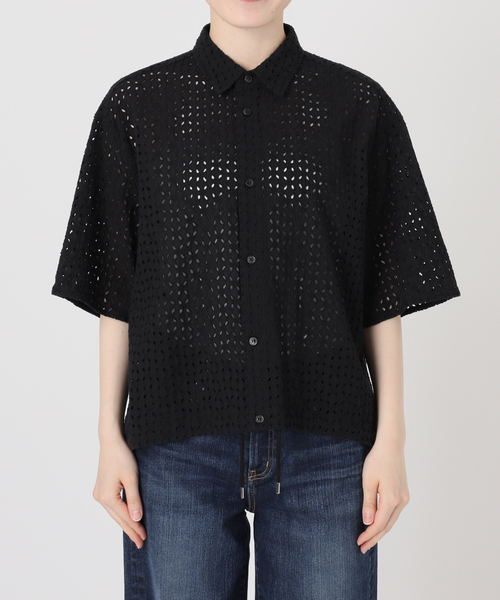 Spick & Span(スピックアンドスパン)の「《セットアップ可》カットワークエンブロイダリーハーフスリーブシャツ(シャツ/ブラウス・レディース・ホワイト系その他/ブラック・FREE)」の15枚目の写真