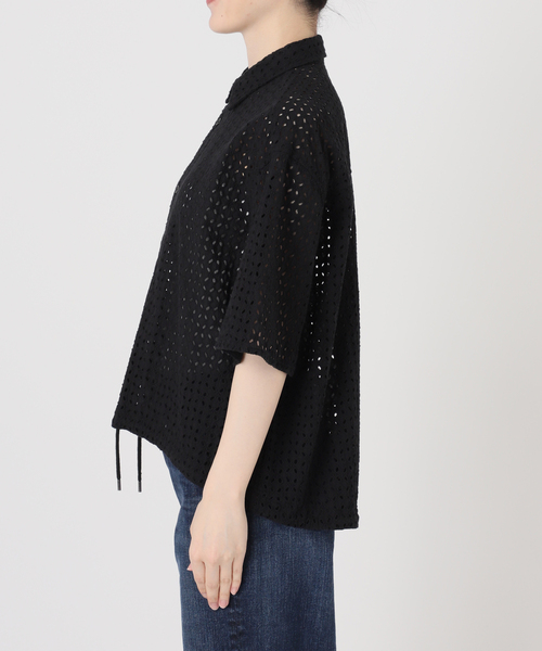 Spick & Span(スピックアンドスパン)の「《セットアップ可》カットワークエンブロイダリーハーフスリーブシャツ(シャツ/ブラウス・レディース・ホワイト系その他/ブラック・FREE)」の16枚目の写真