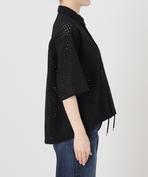 Spick & Span(スピックアンドスパン)の「《セットアップ可》カットワークエンブロイダリーハーフスリーブシャツ(シャツ/ブラウス・レディース・ホワイト系その他/ブラック・FREE)」の18枚目の写真