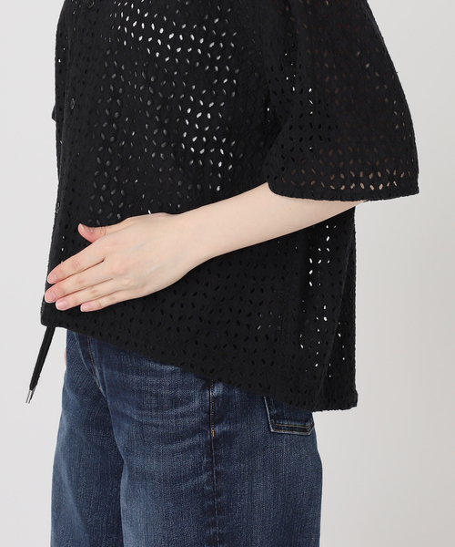 Spick & Span(スピックアンドスパン)の「《セットアップ可》カットワークエンブロイダリーハーフスリーブシャツ(シャツ/ブラウス・レディース・ホワイト系その他/ブラック・FREE)」の20枚目の写真