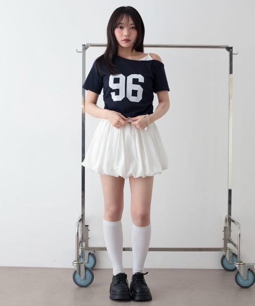 WEGO（ウィゴー）の「WEGO/【26年春夏新作】バルーンミニスカパン（スカート・レディース・ホワイト/ブラック・FREE）」の14枚目の写真