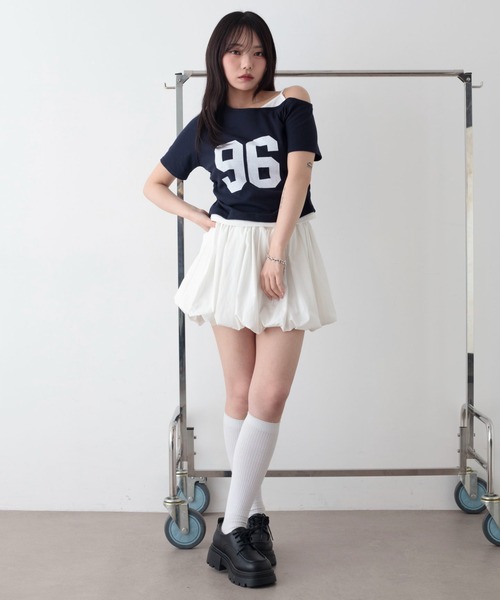 WEGO（ウィゴー）の「WEGO/【26年春夏新作】バルーンミニスカパン（スカート・レディース・ホワイト/ブラック・FREE）」の15枚目の写真
