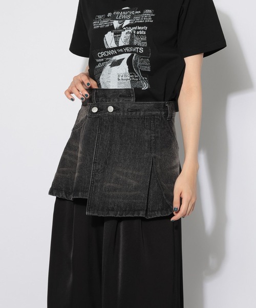 PAGEBOY(ページボーイ)の「デニムベルトスカート【パンツレイヤード&ビスチェでも使える2WAY仕様】(ベルト・レディース・ブラック/ブルー・FREE)」の2枚目の写真