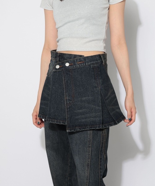 PAGEBOY(ページボーイ)の「デニムベルトスカート【パンツレイヤード&ビスチェでも使える2WAY仕様】(ベルト・レディース・ブラック/ブルー・FREE)」の22枚目の写真