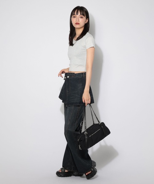 PAGEBOY(ページボーイ)の「デニムベルトスカート【パンツレイヤード&ビスチェでも使える2WAY仕様】(ベルト・レディース・ブラック/ブルー・FREE)」の16枚目の写真