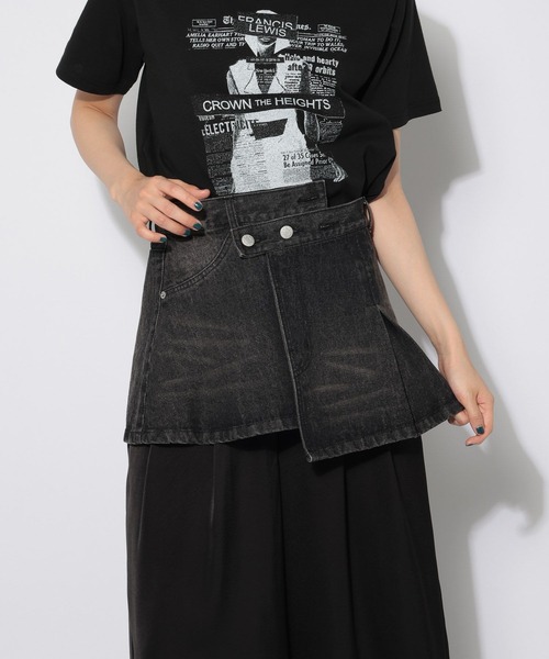 PAGEBOY(ページボーイ)の「デニムベルトスカート【パンツレイヤード&ビスチェでも使える2WAY仕様】(ベルト・レディース・ブラック/ブルー・FREE)」の7枚目の写真