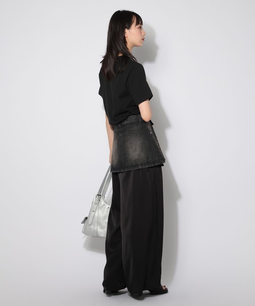 PAGEBOY(ページボーイ)の「デニムベルトスカート【パンツレイヤード&ビスチェでも使える2WAY仕様】(ベルト・レディース・ブラック/ブルー・FREE)」の6枚目の写真