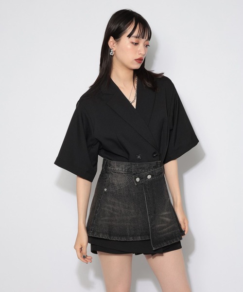 PAGEBOY(ページボーイ)の「デニムベルトスカート【パンツレイヤード&ビスチェでも使える2WAY仕様】(ベルト・レディース・ブラック/ブルー・FREE)」の13枚目の写真