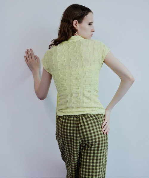 MAISON SPECIAL(メゾンスペシャル)の「Cut-Out Bow Tie Bolero Layered Top/カットアウトボウタイボレロレイヤードトップ(Tシャツ/カットソー・レディース・グレー/ホワイト/ライム・FREE)」の18枚目の写真