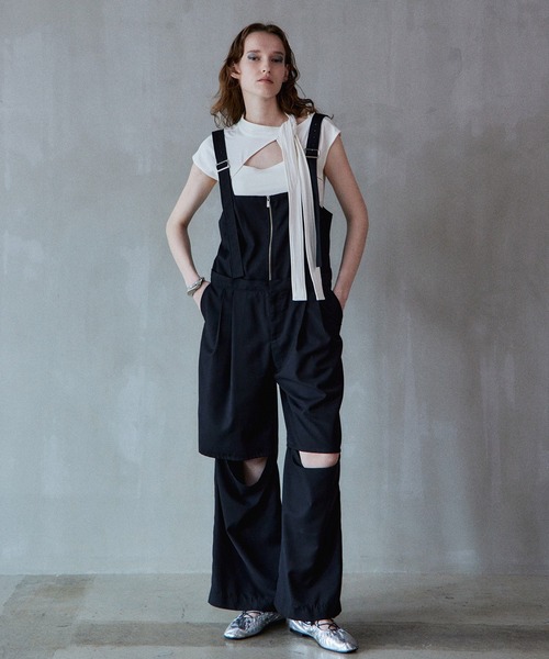 MAISON SPECIAL(メゾンスペシャル)の「Cut-Out Bow Tie Bolero Layered Top/カットアウトボウタイボレロレイヤードトップ(Tシャツ/カットソー・レディース・グレー/ホワイト/ライム・FREE)」の15枚目の写真